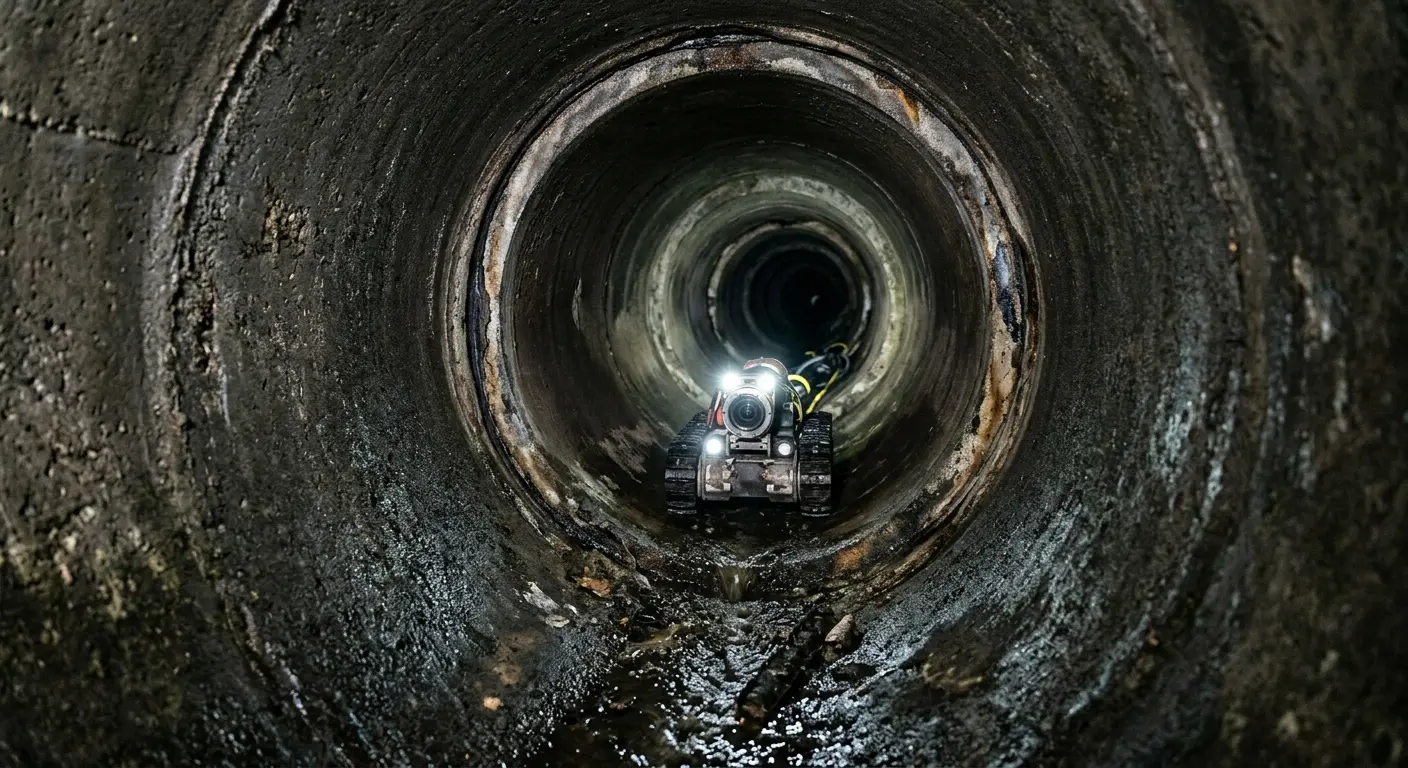 Robotic sewer camera inspecting pipe interior for Sewer Line Repair in Cambridge